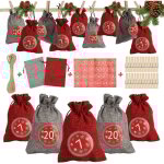 Tolletour - 24 calendrier de l'avent - sac en tissu. 24 numrique autocollants. diy nol cadeaux sacs ...