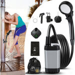 Tolletour douche de camping, douche portable 6000 mah avec seau pliable 20l et pommeau, douche ext�rieure ...