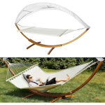 Tolletour hamac avec support en bois massif 415 � 150 � 210 cm ? hamac double avec auvent ? chaise longue ...