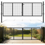 Tolletour portail de jardin double battant - anthracite, 300x100cm - portillon grillag� - avec poign�e, ...