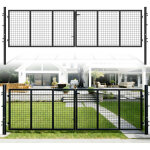 Tolletour portail de jardin double battant - anthracite, 350x100cm - portillon grillag� - avec poign�e, ...