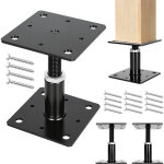 Tolletour support de poteau r�glable, hauteur ajustable pour projets bois et jardin 90?150 mm noir 4pcs ...