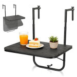 Tolletour table de balcon suspendue pliable, hauteur r�glable 4 niveaux, charge 40 kg, plateau effet ...