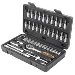 Coffret de 46 douilles et embouts 1 / 4' ? acier crv et s2 ? douilles m�triques 4 � 14mm ? embouts torx, ...
