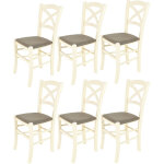 Tommychairs - set 6 chaises cross pour cuisine, bar et salle  manger, robuste structure en bois de htre ...
