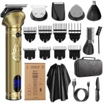 Tondeuse barbe homme tondeuse cheveux professionnelle avec lame en t de coupe de cheveux chauve 0 mm ...