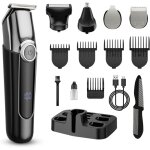 Tondeuse pour hommes, rasoir �lectrique 5 en 1, tondeuse � cheveux sans fil, kit de beaut� �tanche pour ...