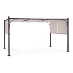 Tonnelle 4x3 m avec structure en acier laqu anthracite et toile grise - cedro