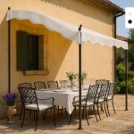 Tonnelle adoss�e 3x2 pour jardin en acier entr�e bar et h�tel pergola - noir