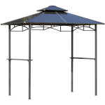 Tonnelle jardin 2, 4 x 1, 5 m - abri barbecuesteakhouse 2 �tag�res, toit de barbecue alu. m�tal noir ...