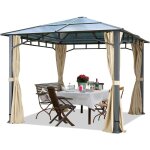 Tonnelle de jardin 3x3 m structure en aluminium toit polycarbonate �paisseur env. 8 mm pavillon de jardin ...
