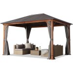 Toolport - tonnelle de jardin 3x4 m design en optique bois toit en acier 4 parois latérales, gris Toolport - tonnelle de jardin 3x4 m design en optique bois toit en acier 4 parois latérales, gris