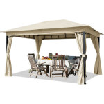 Toolport - tonnelle de jardin 3x4 m pavillon, bche de toit env. 180g / m tente de jardin champagne