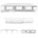 Tonnelle de jardin 3x9m avec 5 parois et fentre pour fte, mariage, barnum extrieure en pe impermable, ...