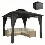 Tonnelle de jardin ext�rieur - outsunny - cadre de toit r�tractable & double toit uv50 + , imperm�able ...