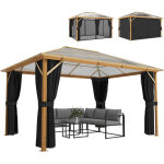 Tonnelle de jardin - pavillon ext�rieur - outsunny - aspect bois toit rigide polycarbonate uv50 + - alu ...