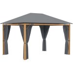 Tonnelle de jardin rectangulaire avec rideaux et toile de toit en polyester 4 x 3 m - structure en aluminium ...