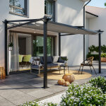 Tonnelle / pergola mural en aluminium avril paris lisboa - 3x4m - toile coulissante rtractable - gris ...
