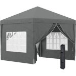 Tonnelle pliante 3 x 3 m, chapiteau / tente de r�ception avec sac de transport et 2 fen�tres, grise