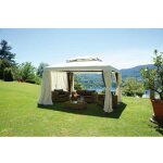 Abitare - tonnelle rectangulaire 4x3 mtres en aluminium peint gris anthracite et bche ecr avec chemine ...