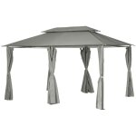 Tonnelle rectangulaire thira ardoise 4x3m en acier trait poxy - hespride
