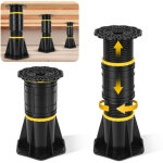 Tonysa lot de 2 pieds de support de lit r�glables en hauteur, 21, 5 � 33 cm, en plastique noir, pour ...