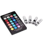 Tonysa 4 ampoules led t10 smd 5050 rgb color�es pour voiture avec t�l�commande