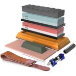 Kit de pierre a aiguiser, grain 400 / 1000 et 3000 / 8000 pierre a aiguiser , pitement en bambou antidrapant ...