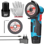 Tonysa mini meuleuse d'angle sans fil, 19 500 tr / min, 12 v, professionnelle, avec 2 batteries de 1 ...