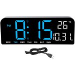 Tonysa rveil numrique avec grand cran led, horloge de bureau ou murale avec affichage de la temprature, ...