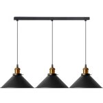 Toolight ? lampe suspendue porto noir ? set de 3 lampes e27 ? largeur 60 cm ? surface r�sistante aux ...