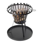 Toolland - perel brasero, avec grille chrom�, bac � cendres, rond, 53. 5 x � 50 cm, m�tal rev�tu, noir ...