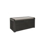 Toolmax - coffre de jardin en r�sine 560 litres gris anthracite cousin inclus effet rotin l147xp72xh65 ...