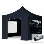 House of tents - toolport 3x3 m tente pliante - alu, anti - feu, ct panoramique, noir