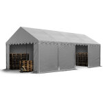 Toolport tente de stockage 4x8 m abri bche pvc 700 n impermable gris
