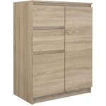 Topeshop ? commode moderne ch�ne sonoma 2 tiroirs 2 portes ? dimensions 70x40x97cm ? corps en panneaux ...