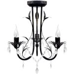 Torana - lustre mtal noir style art nouveau + perles crystal 3 x e14 ampoules
