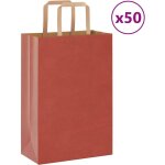 Sacs en papier 50 pcs avec poignes rouge 21x11x31 cm