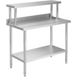 Torana - table de travail de cuisine avec tagre 120x60x120 cm inox