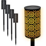Torche de jardin solaire led avec motif floral 49 x 7 cm - lot de 4 - lampe de chemin avec effet de flamme ... Torche de jardin solaire led avec motif floral 49 x 7 cm - lot de 4 - lampe de chemin avec effet de flamme ...