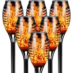 Torche solaire lumires tanche, 6 pack 12led danse flamme scintillante lumires solaires dcoration ...