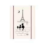 Torchon 60 x 80 cm beige chats tour eiffel - dubout winkler