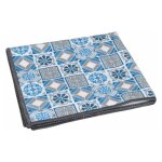 Torchon 'carreaux de ciment' 40x40cm bleu & gris