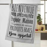 Torchon de cuisine imprim�  popote  50x70cm gris