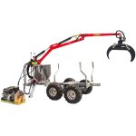 Remorque  bois forestire double essieux 1500 kg avec grue hydraulique 3, 4 m et grappin - moteur essence ...