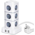 Tour multiprise, 12 prises multiprise electrique (2500w / 10a) avec 4 ports usb, multi prises �lectriques ...