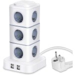 Tour multiprise, 12 prises multiprise electrique (2500w / 10a) avec 4 ports usb, multi prises �lectriques ...