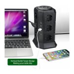 Bleosan - tour multiprise parasurtenseur parafoudre 12 prises avec 5 usb 4, 5a ports cordon de 2m - noir ...