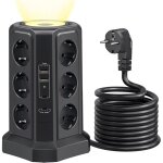 Tour multiprise parasurtenseur parafoudre 12 prises avec usb ports - cordon de 2m - noir