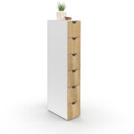 Tour de rangement 6 tiroirs wilo sur roulettes colonne gain de place blanc et fa�on h�tre